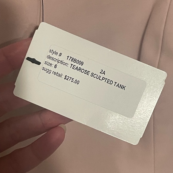 NEW Bill Blass Tearose Sculpted Tank Elegant Sleeveless Top Square Neck Sz 6 - Picture 5 of 8